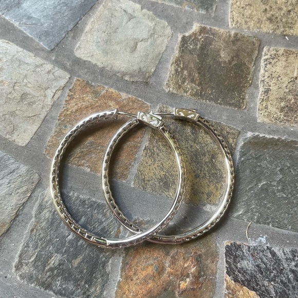 Sterling Silver Polished 45mm Hoop ER - Picture 3 of 10